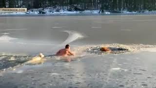 Россиянин спас собак из ледяного озера в США