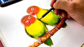 How To Draw Love Birds - Advanced