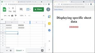 How to display specific sheet data on webpage?