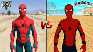 GTA 5 SPIDERMAN VS GTA SAN ANDREAS SPIDERMAN - WHO IS BEST?