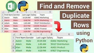 Removing duplicates in an Excel Using Python | Find and Remove duplicate rows in Excel | Python