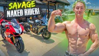 SWOLE BIKER CRASHED OUR MEETUP & RACED MY M1000RR IN THE MOUNTAINS!