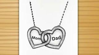 Mom Dad Drawing Easy / Mom Dad locket Drawing / Mom Dad Drawing easy step by step / Pencil drawing