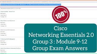 Cisco Networking Essentials 2.0 Group 3 Modules 9-12 Group Exam Answers || Networking Essentials 2.0