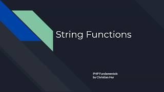 PHP:  String Functions