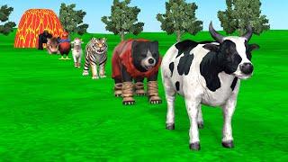 Paint & Animals Cat, Pig, Rabit Buffalo, Lion Fountain Crossing Transformation Animal Cartoon - P1