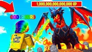 I had to fight THE MAX DRAGON BOSS with the GOD SWORD.. (Roblox)