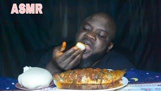 Asmr Mukbang Fish Pepper Soup And PalmNut Soup With Starch Fufu/African Food.