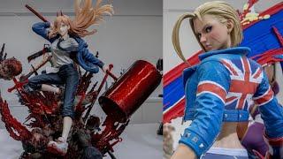 New chainsaw man power & steet fighter Cammy statues on display prime 1 studio