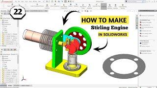 [Part-22] Stirling engine | Solidworks beginners |  Cylinder Packing