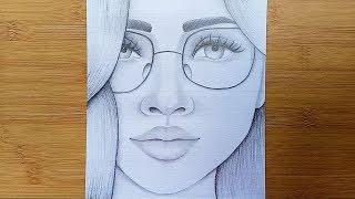 How to draw a Girl with Glasses step by step//Pencil sketch
