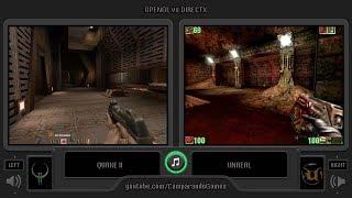 OpenGL vs DirectX (Quake II vs Unreal) Side by Side Comparison - VCDECIDE