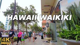 [4K] Waikiki Walking Tour - Kalakaua Ave, Hawaii, Honolulu, Oahu