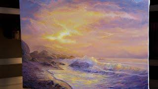Rocky Sunset Coast - Oil Painting