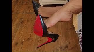 Louboutin shoe dangle in stockings