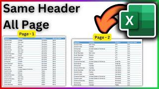 How To Put Same Header On Each Page In Excel When Printing - Full Guide