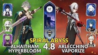 4.8 Spiral Abyss│Alhaitham Hyperbloom & Arlecchino Vaporize | Floor 12 - 9 Stars | Genshin Impact