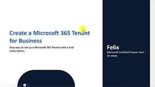 Create an Microsoft 365 Tenant with Trial Sub (No credit Card required)