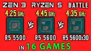 Ryzen 5 5500 vs Ryzen 5 5600 vs Ryzen 5 5600X3D Test in 16 Games | R5 5500 vs R5 5600 vs R5 5600x3D