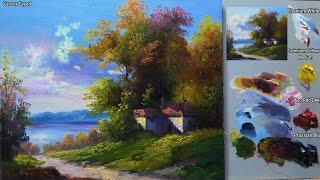 How I Paint Landscape Just By 4 Colors Oil Painting Landscape Step By Step 102 By Yasser Fayad