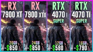 RX 7900 XT vs RX 7900 XTX vs RTX 4070 SUPER vs RTX 4070 TI SUPER - Test in 25 Games