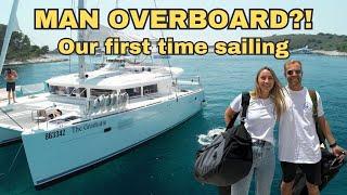 OUR FIRST SAIL - Man overboard?! & a tour of our Lagoon 450 | Sailing The Graduate