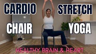 17 Minutes Fun Cardio Chair Yoga & Feel Great Stretch ||   &  Power