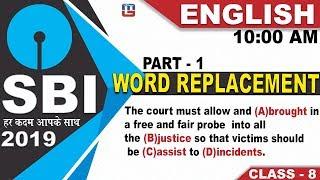 Word Replacement | SBI Class 2019 | English | 10:00 AM