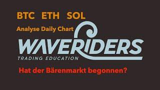 BTC ETH SOL Ist das der Start in den Bärenmarkt? Elliott Wellen Analyse Daily Chart