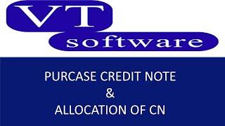 purchase credit note in vt software | vt software tutorial | vt software uk #vtsoftware