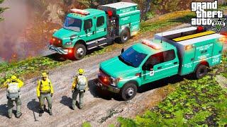 GTA 5 Firefighter Mod U.S. Forest Service Brush Firetrucks Responding To Wildfire