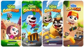 Talking Tom Gold Run Medieval Update vs Raccoons Chase vs Skate Update vs Hawaii Update Gameplay