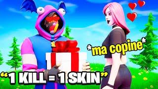 1 KILL = 1 SKIN *GRATUIT* pour ma COPINE Sur Fortnite SWITCH, sa réaction est folle...