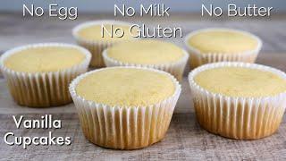 Super Moist Gluten Free Vegan Vanilla Cupcakes | No Egg No Milk No Butter Cake | ASMR Cooking