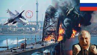 Crimean Bridge destroyed! Ukrainian F-16 fighter jets drop 13-ton bombs on Crimea bridges