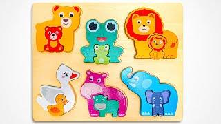 Learn About Animals & Their Babies with Acitivity Puzzle | Preschool Toddler Toy Learning Video