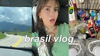 vlog  | flying to brazil, seeing family, homemade food, & groceries.