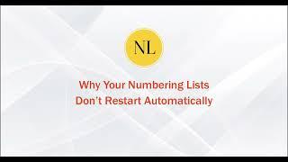 Microsoft Word: Why Won't My Numbered Lists Restart Automatically?