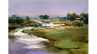 Watercolor Landscape Painting Tutorial Step by Step | Watercolour Demo by Shahanoor Mamun