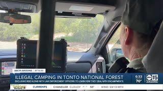 Tonto National Forest officers give ABC15 ride-along through illegal encampments