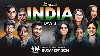 CHESS OLYMPIAD 2024 DAY 3 | ft. GUKESH, PRAGG, VIDIT, ARJUN