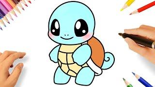 CÓMO DIBUJAR A SQUIRTLE KAWAII FACIL 