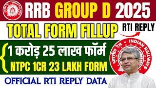 RRB Group D Total Form Fillup 2025  Official RTI Reply Data | Group D Cut off | All records broken