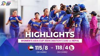 UAE (W) vs Nepal (W) | ACC Women's Asia Cup | Match 1 | Highlights