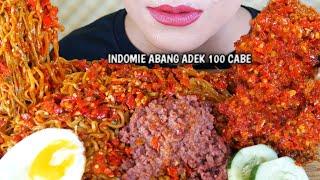 ASMR INDOMIE ABANG ADEK 100 CABE RAWIT, AYAM CRISPY SAMBEL MERCON  | EATING SOUNDS