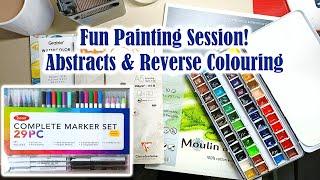 Abstract Art and "Reverse Colouring" with Watercolours and Pens!