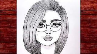 Рисуем Карандашом Девушку В Очках Очень Просто | Как Нарисовать Девушку В Очках | Рисунки Карандашом