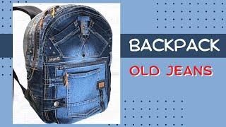 How to sew a backpack from old jeans WITHOUT A PATTERN! 10 pockets (English subtitles)