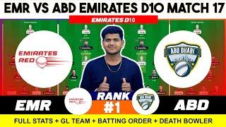 ABD vs EMR , ABD vs EMR Prediction, ABD vs EMR Emirates D10 17TH Match Team