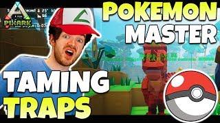 PIXARK Trap Taming A Raptor! + POKEBALLS!? - PixARK Gameplay